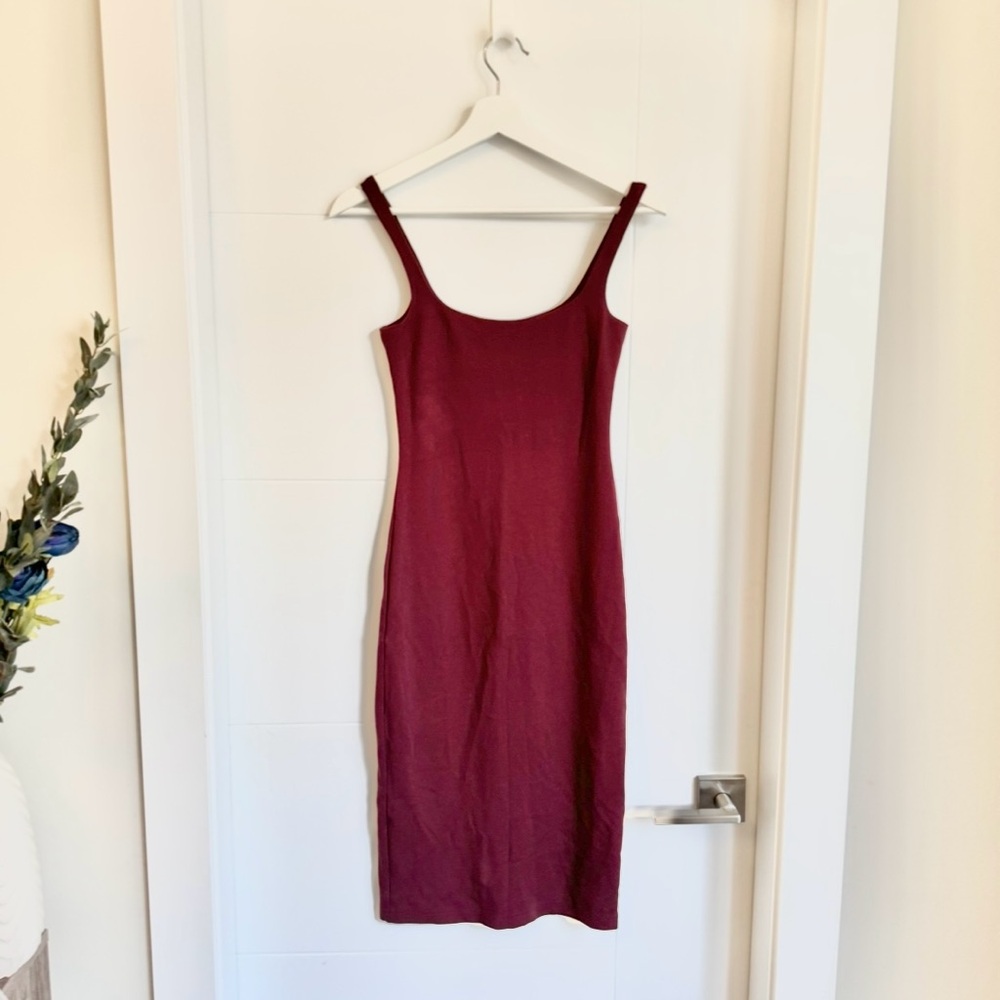 Burgundy Sleeveless Fitted Dress